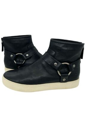 Frye Women's Lena Harness Deco Bootie Sneaker Black Leather Shoes Size 10